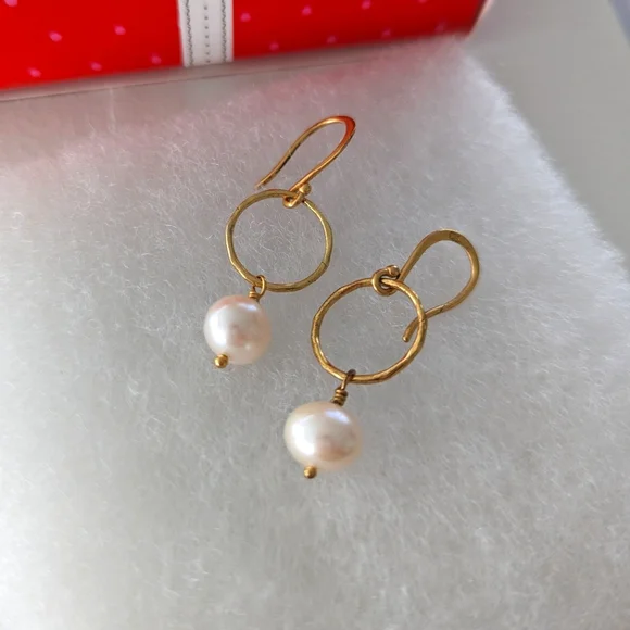 Stella & Dot Gold Grace Pearl Earrings - Picture 5 of 5